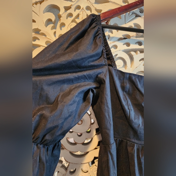 REFORMATION MICHAELA BABYDOLL MINI BLACK DRESS PUFF SLEEVES SIZE 8 - Picture 7 of 16